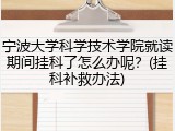 宁波大学科学技术学院就读期间挂科了怎么办呢？(挂科补救办法)