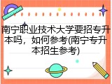 南宁职业技术大学要招专升本吗，如何参考(南宁专升本招生参考)