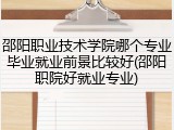 邵阳职业技术学院哪个专业毕业就业前景比较好(邵阳职院好就业专业)