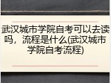 武汉城市学院自考可以去读吗，流程是什么(武汉城市学院自考流程)