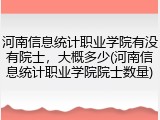 河南信息统计职业学院有没有院士，大概多少(河南信息统计职业学院院士数量)