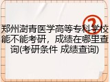 郑州澍青医学高等专科学校能不能考研，成绩在哪里查询(考研条件 成绩查询)