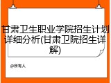 甘肃卫生职业学院招生计划详细分析(甘肃卫院招生详解)