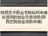 陕西艺术职业学院如何申请在读间的创业无息贷款(陕西艺院创业贷款申请)