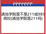 滇池学院是不是211或985高校(滇池学院是211吗)