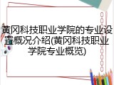 黄冈科技职业学院的专业设置概况介绍(黄冈科技职业学院专业概览)
