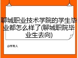 聊城职业技术学院的学生毕业都怎么样了(聊城职院毕业生去向)