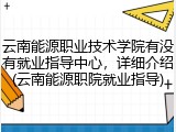 云南能源职业技术学院有没有就业指导中心，详细介绍(云南能源职院就业指导)