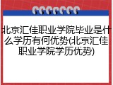 北京汇佳职业学院毕业是什么学历有何优势(北京汇佳职业学院学历优势)