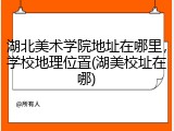 湖北美术学院地址在哪里，学校地理位置(湖美校址在哪)
