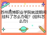 苏州高博职业学院就读期间挂科了怎么办呢？(挂科怎么办)