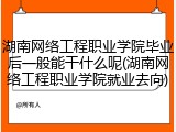 湖南网络工程职业学院毕业后一般能干什么呢(湖南网络工程职业学院就业去向)