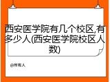 西安医学院有几个校区,有多少人(西安医学院校区人数)