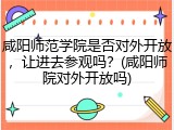 咸阳师范学院是否对外开放，让进去参观吗？(咸阳师院对外开放吗)