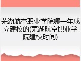 芜湖航空职业学院哪一年成立建校的(芜湖航空职业学院建校时间)