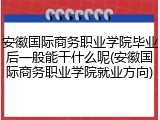 安徽国际商务职业学院毕业后一般能干什么呢(安徽国际商务职业学院就业方向)