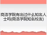 商洛学院有出过什么知名人士吗(商洛学院知名校友)