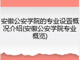 安徽公安学院的专业设置概况介绍(安徽公安学院专业概览)
