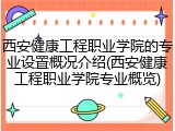 西安健康工程职业学院的专业设置概况介绍(西安健康工程职业学院专业概览)