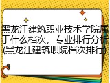 黑龙江建筑职业技术学院属于什么档次，专业排行分析(黑龙江建筑职院档次排行)
