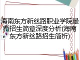 海南东方新丝路职业学院最新招生简章深度分析(海南东方新丝路招生简析)