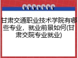 甘肃交通职业技术学院有哪些专业，就业前景如何(甘肃交院专业就业)