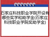 石家庄科技职业学院开设有哪些奖学和助学金(石家庄科技职业学院奖助学金)