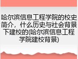 哈尔滨信息工程学院的校史简介，什么历史与社会背景下建校的(哈尔滨信息工程学院建校背景)