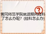 黄冈师范学院就读期间挂科了怎么办呢？(挂科怎么办)