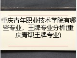 重庆青年职业技术学院有哪些专业，王牌专业分析(重庆青职王牌专业)