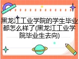 黑龙江工业学院的学生毕业都怎么样了(黑龙江工业学院毕业生去向)