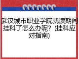 武汉城市职业学院就读期间挂科了怎么办呢？(挂科应对指南)