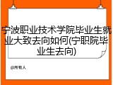 宁波职业技术学院毕业生就业大致去向如何(宁职院毕业生去向)