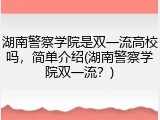 湖南警察学院是双一流高校吗，简单介绍(湖南警察学院双一流？)