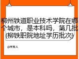 柳州铁道职业技术学院在哪个城市，是本科吗，第几批(柳铁职院地址学历批次)
