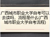 广西城市职业大学自考可以去读吗，流程是什么(广西城市职业大学自考流程)
