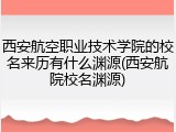 西安航空职业技术学院的校名来历有什么渊源(西安航院校名渊源)