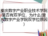 重庆数字产业职业技术学院是否有双学位，为什么(重庆数字产业学院双学位原因)