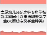 太原幼儿师范高等专科学校就读期间可以申请哪些奖学金(太原幼专奖学金种类)