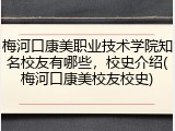 梅河口康美职业技术学院知名校友有哪些，校史介绍(梅河口康美校友校史)