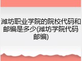 潍坊职业学院的院校代码和邮编是多少(潍坊学院代码邮编)