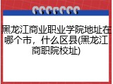 黑龙江商业职业学院地址在哪个市，什么区县(黑龙江商职院校址)
