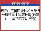 石嘴山工贸职业技术学院是专科还是本科院校呢(石嘴山工贸学院学历层次)