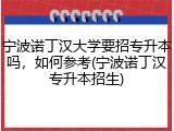 宁波诺丁汉大学要招专升本吗，如何参考(宁波诺丁汉专升本招生)