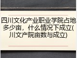 四川文化产业职业学院占地多少亩，什么情况下成立(川文产院亩数与成立)