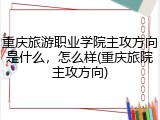 重庆旅游职业学院主攻方向是什么，怎么样(重庆旅院主攻方向)