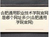 合肥通用职业技术学院官网是哪个网址多少(合肥通用学院官网)