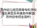 苏州幼儿师范高等专科学校招生类型及申请条件解读(苏州幼专招生简析)