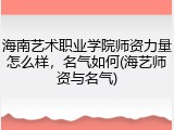 海南艺术职业学院师资力量怎么样，名气如何(海艺师资与名气)