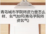 青岛城市学院师资力量怎么样，名气如何(青岛学院师资名气)